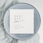 Elegant Typografi Modern Bröllop Napkins Pappersservett<br><div class="desc">Elegantens svarta och vita minimalistiska typografi är den bästa dagen någonsin designad med snyggtens skript och tidlöst serif-teckensnitt,  enkelt och rent. Underbar för Minimalistiskt modernt bröllop och andra evenemang. Visa alla matchande biet i samlingen.</div>