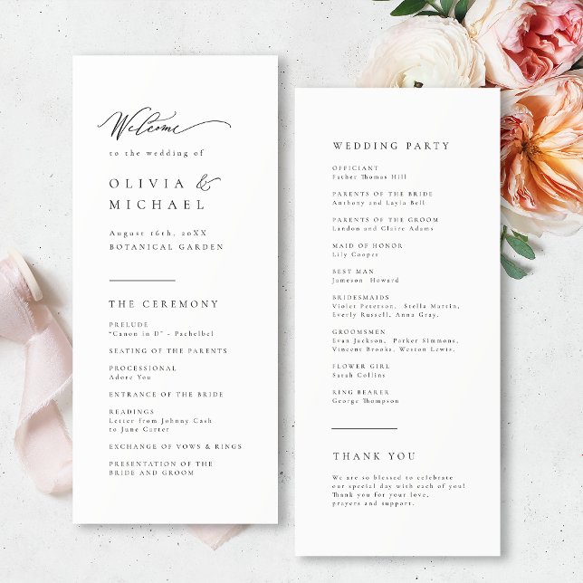 Elegant Typografi Modern Bröllop Program (Simply Elegant Typography Modern Wedding Program)