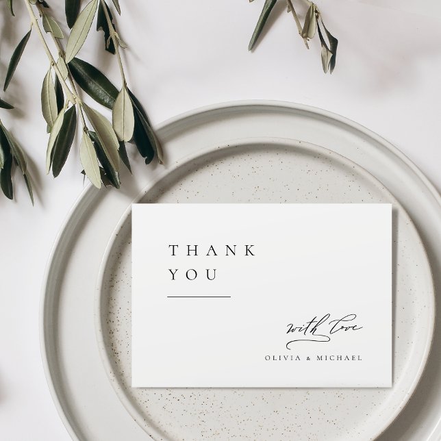 Elegant Typografi Modern Bröllop Tack (Simply Elegant Typography Modern Wedding Thank You Card)