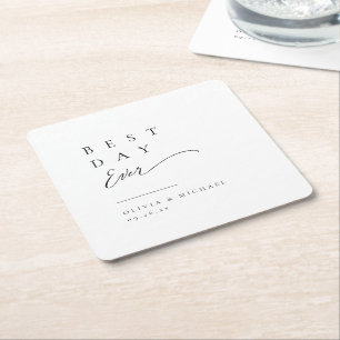 Elegant Typografi Modern Bröllop Underlägg Papper Kvadrat