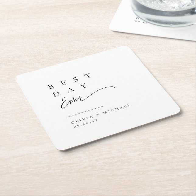 Elegant Typografi Modern Bröllop Underlägg Papper Kvadrat (Vinklad)