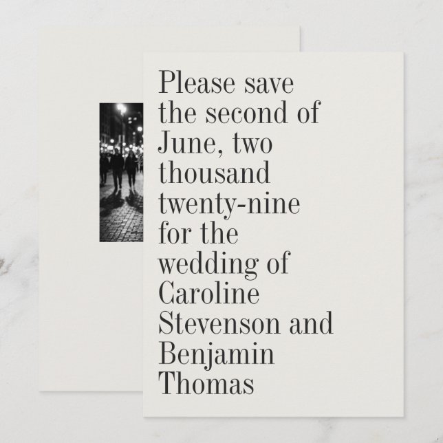 Elegant typografi Modernt foto QR-kod Spara Datumet (Fram/baksida)
