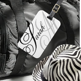 Elegant Typografi Monogram Bagagebricka