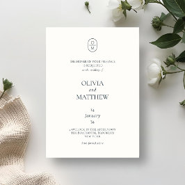 Elegant Typografi Monogram Bröllopsinbjudan Inbjudningar