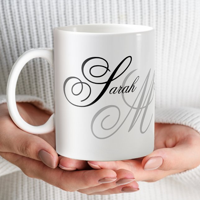Elegant Typografi Monogram Kaffemugg (Skapare uppladdad)