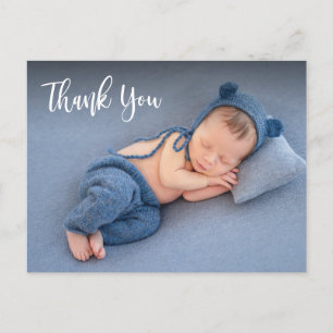Elegant Typografi Newborn Baby Photo Tack Vykort