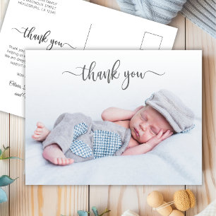 Elegant Typografi Newborn Baby Photo Tack Vykort