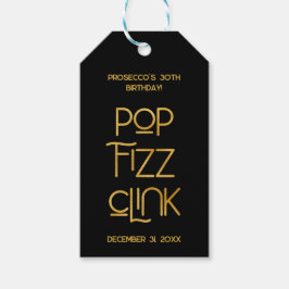 Elegant typografi Pop Fizz Klirka Födelsedag Presentetikett