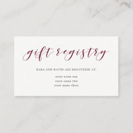 Elegant Typografi | Registrering av Marsala Gift-r Tilläggskort