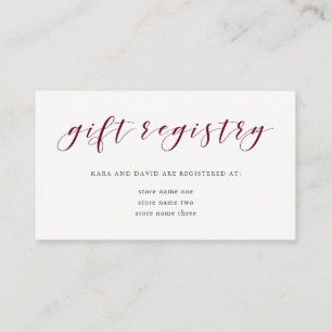 Elegant Typografi   Registrering av Marsala Gift-r Tilläggskort