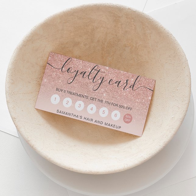 elegant, typografi  ro guld glitter lojalitetskort (Skapare uppladdad)