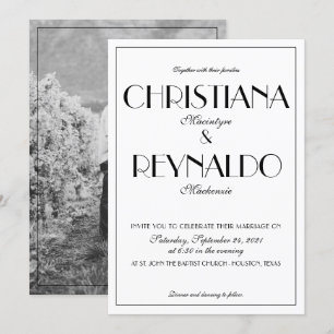 Elegant typografi Roaring 20s Foto Bröllop Inbjudningar