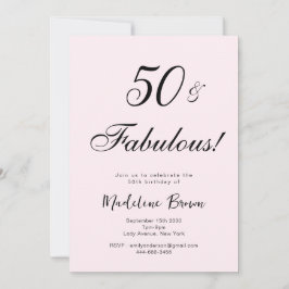 Elegant Typografi Rosa Black 50:e födelsedagen Inbjudningar