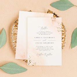 Elegant Typografi  Rosa Vattenfärg Bröllop Inbjudningar