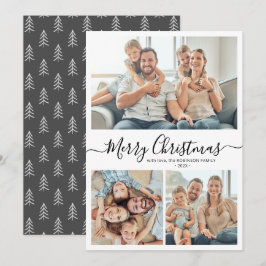 Elegant Typografi Rustic 3 Multi Photo jul Julkort