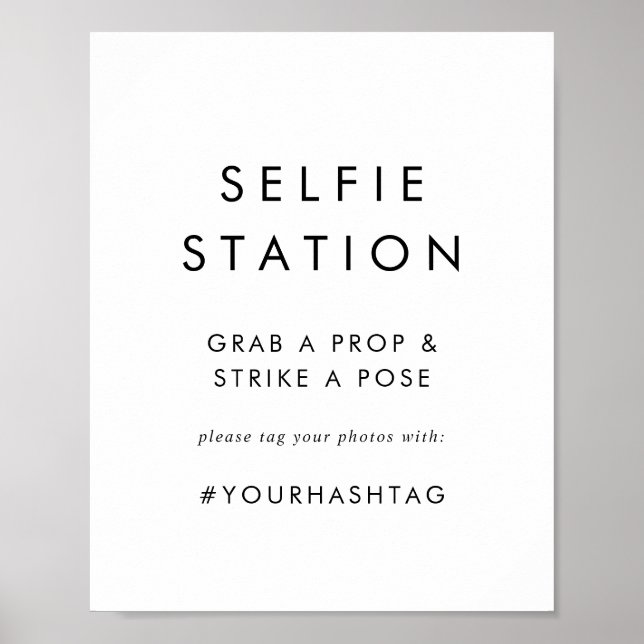 Elegant typografi Selfie Station Bröllopsskylt Poster (Framsidan)