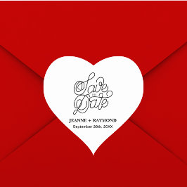 Elegant typografi Skräddarsydd bröllop "Save the D Hjärtformat Klistermärke