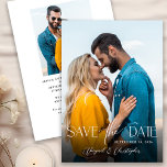 Elegant Typografi Skript 2 Foto Spara datum Spara Datumet<br><div class="desc">Med det här fotot av elegant 2 sparas datumkortet med modern skripttypografi som visas på fotot. Utformningen ger ett andra foto på baksidan tillsammans med anpassningsbar för kommande bröllop-detaljer.</div>