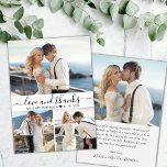 Elegant Typografi, skript 3 Photo Collage Bröllop Tack Kort<br><div class="desc">Det minimalistiska moderna Eleganten "Kärlek och tack" skript 3 Photo Collage Bröllop - tackkort. Snyggt bröllop tackar dig för att du har en kortmall med 3 foton på framsidan och 1 bild på baksidan. Med texten "Kärlek och tack" i ett snabbt, stavat skrivstil med ett typsnitt med dekortecken eller i...</div>