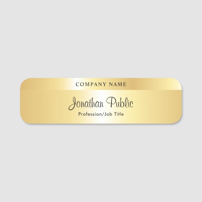 Elegant Typografi Skriptmall Glamor Guld Namnbricka (Framsida)