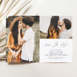 Elegant Typografi Spara datum för fotominimalistis Spara Datumet<br><div class="desc">Bröllop spara datum-kort som har ett foto på framsidan och baksidan. Spara datumkorten innehåller en modern handskriven kursiv skripttypografi som är elegant,  enkel och modern till använda efter att du har minimalistisk enkel bröllopsdag firande.</div>