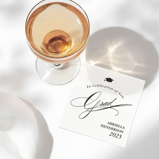 Elegant Typografi Studenten Anpassade Pappersservett (Elegant Graduation PArty Cocktail Napkins)