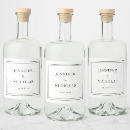Elegant typografi svart och vit bröllops- spritflaskor etikett