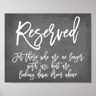 Elegant typografi svart tavla Reserverad Minnes Poster