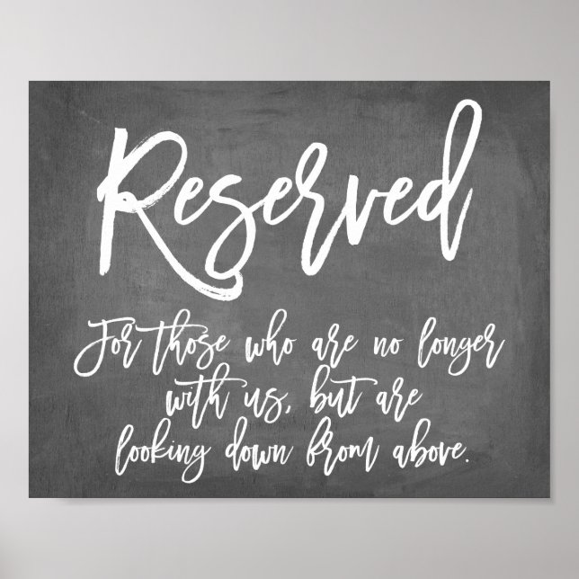 Elegant typografi svart tavla Reserverad Minnes Poster (Framsidan)
