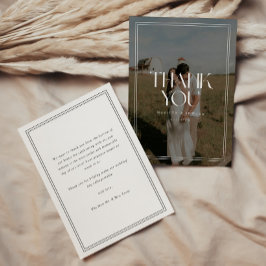 Elegant typografi svart & vitt foto bröllop tack kort