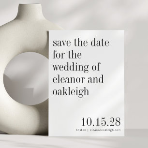Elegant typografi Svart Vitt Minimalistiskt Bröllo Spara Datumet