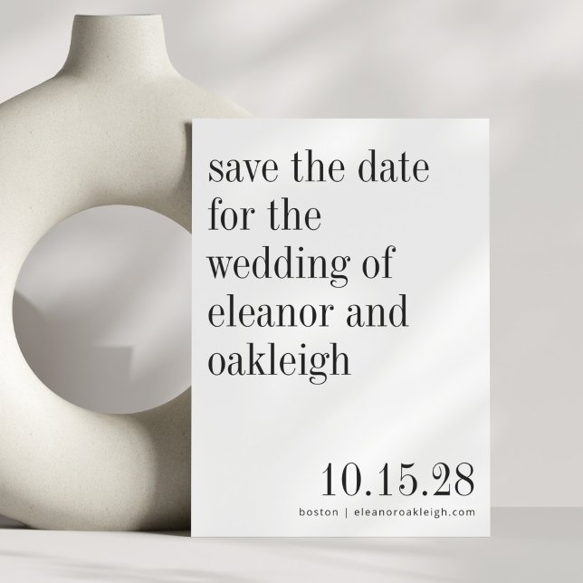 Elegant typografi Svart Vitt Minimalistiskt Bröllo Spara Datumet (Skapare uppladdad)