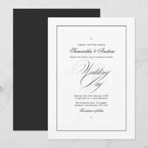 Elegant Typografi Timless Black & White Bröllop Inbjudningar
