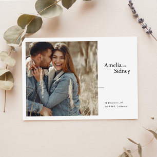 Elegant Typografi, Vågrät Foto Bröllop Inbjudningar