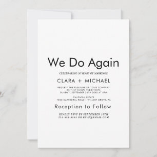 Elegant typografi "Vi gör det igen" Vigselvesförny Inbjudningar