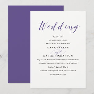 Elegant Typografi Violet Bröllop Inbjudningar