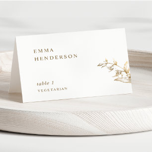 Elegant typografi Vit & Guld Bröllopsplatskort Bordsnummer