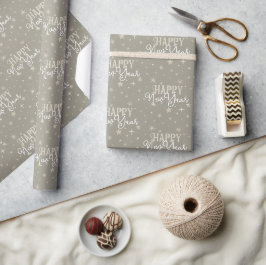 Elegant Typografi Vit Taupe Star Gott nytt år Presentpapper