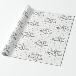 Elegant Typografi White Grått Stars Gott nytt år Presentpapper