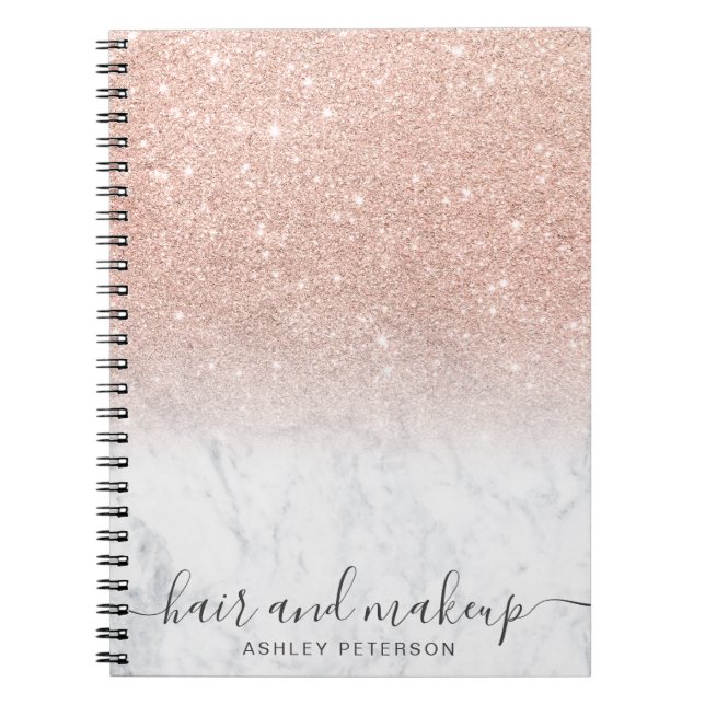 elegant typografmarmor ro guld glitter anteckningsbok (Framsidan)