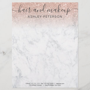 elegant typografmarmor ro guld glitter brevhuvud