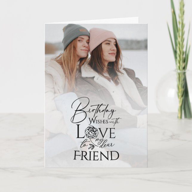 Elegant Typography Birthday Photo Card For Friend Kort (Framsida)
