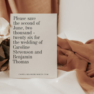 Elegant Typography Black White Modern Bröllop Spara Datumet