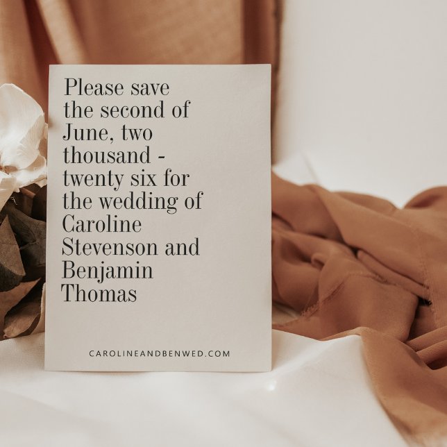 Elegant Typography Black White Modern Bröllop Spara Datumet (Skapare uppladdad)