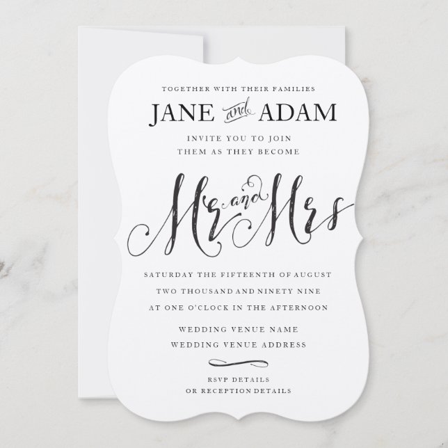 Elegant: Typography Bröllop KRAFT Inbjudningar (Framsida)