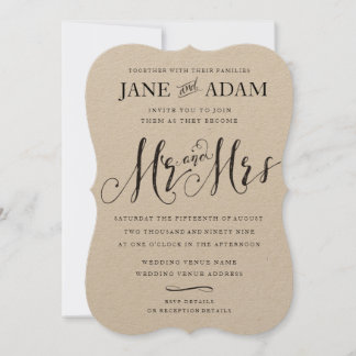 Elegant: Typography Bröllop KRAFT Inbjudningar