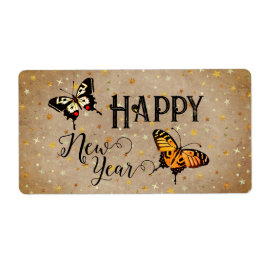 Elegant Typography Butterfly Stars Rustic nyår Fraktsedel