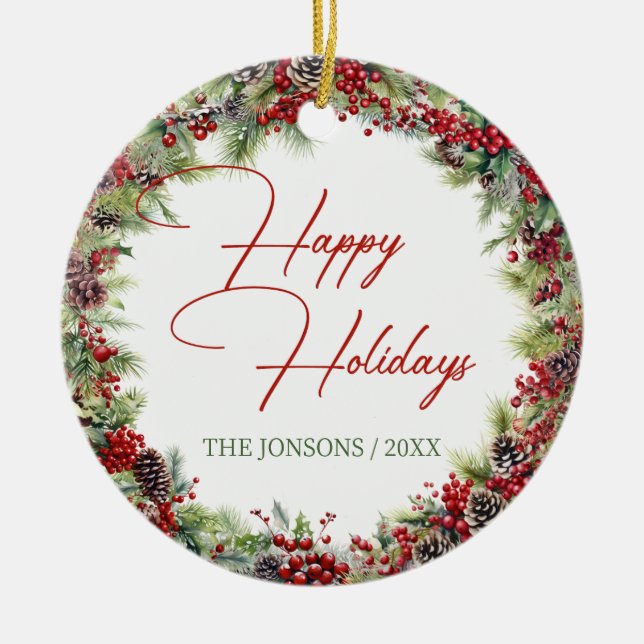 Elegant Typography Classic helgdag grey Julgransprydnad Keramik (Framsidan)