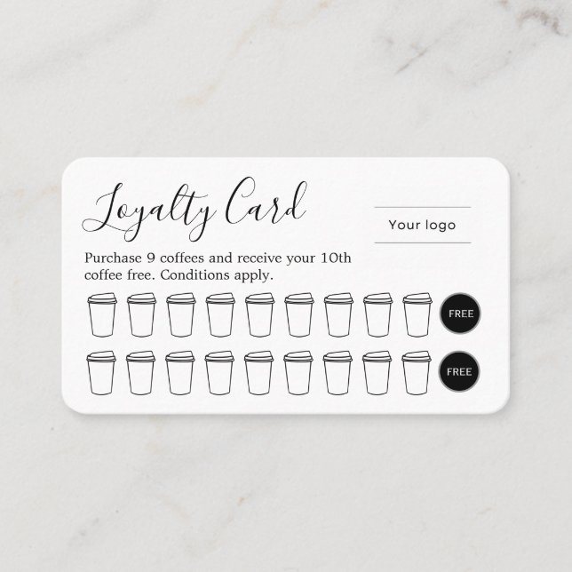 Elegant Typography Coffee Loyalty Card Lojalitetskort (Framsida)