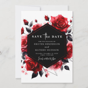 Elegant Typography Crimson Red Bröllop Spara Datumet